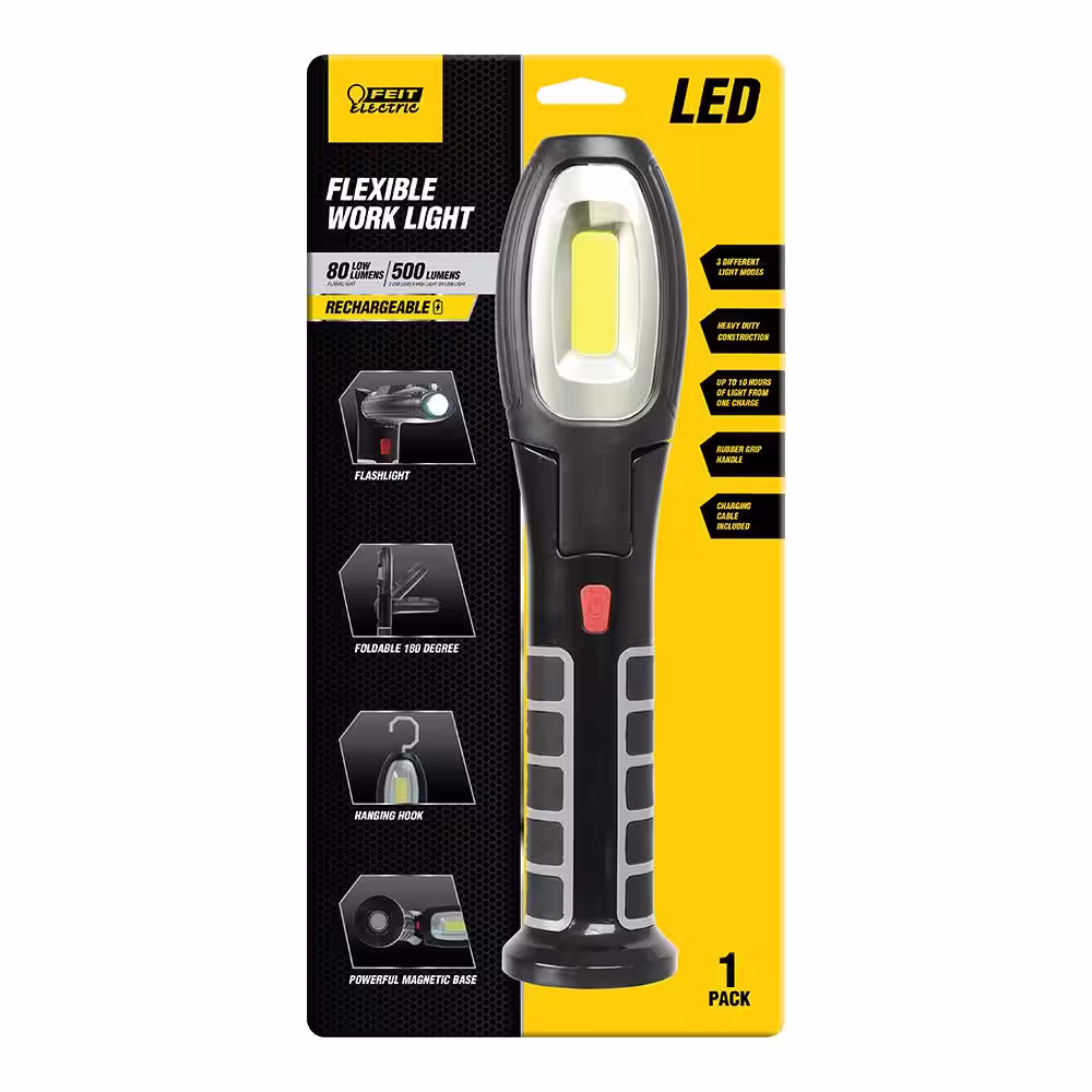 Feit Electric 500-Lumen Ultra Bright COB Handheld Rechargeable With Magnetic Base Swivel LED Work Light (3-Pack)