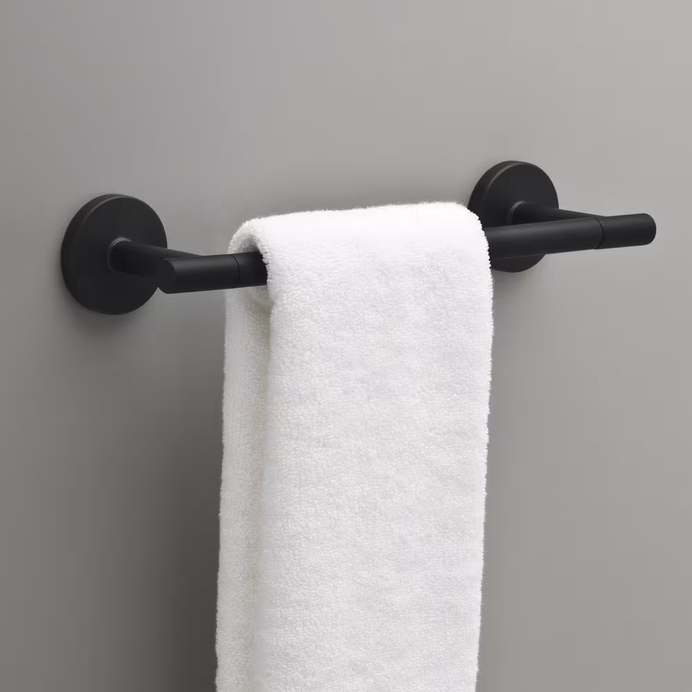 Delta Lyndall 9 in. Hand Wall Mount Towel Bar Bath Hardware Accessory in Matte Black