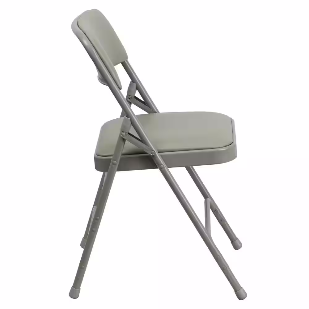 Flash Furniture Hercules Series Curved Triple Braced & Double Hinged Gray Vinyl Upholstered Metal Folding Chair