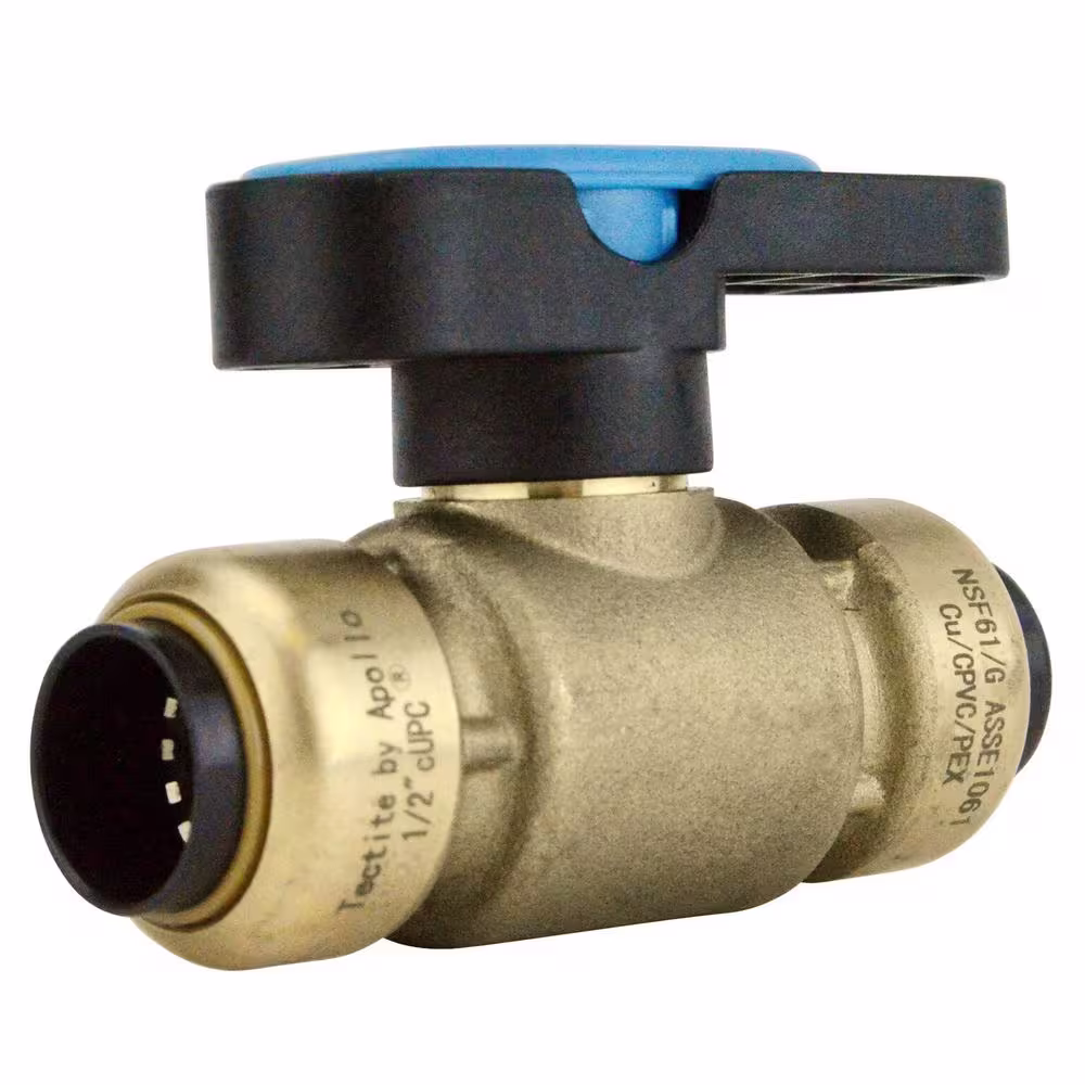 Tectite 1/2 in. Brass Push-To-Connect Compact Ball Valve with Lockable Handle