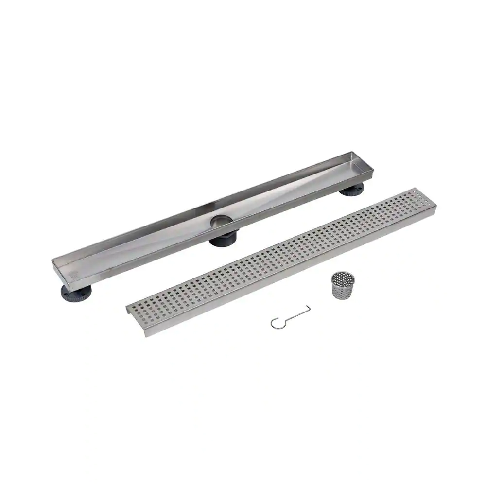 Oatey Designline 28 in. Stainless Steel Linear Shower Drain with Square Pattern Drain Cover