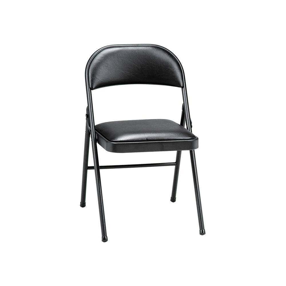None 16 in. x 16 in. Black Deluxe Padded Metal Folding Chairs with Seat (4-Chairs)