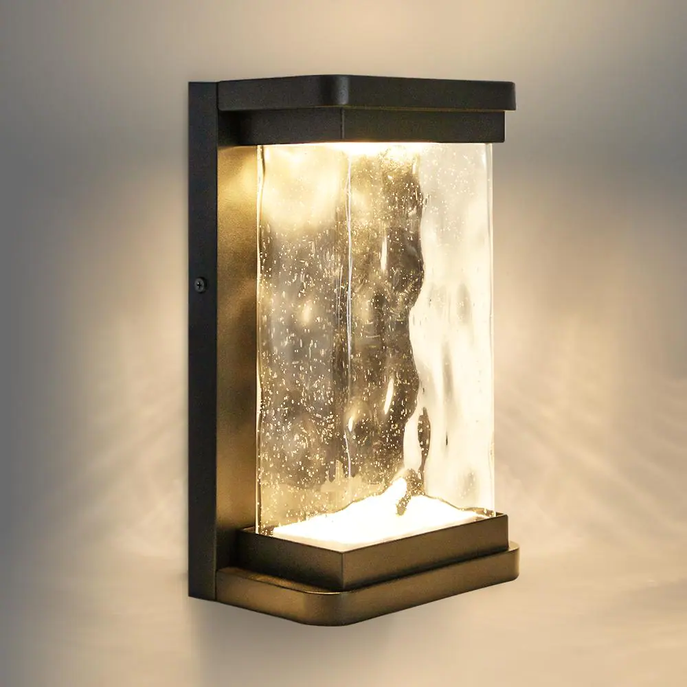 LUTEC 1-Light Black Integrated LED Outdoor Sconce Wall Light with Dusk to Dawn