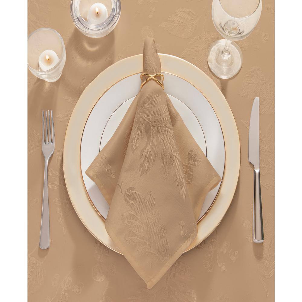 Elrene 17 in. W x 17 in. L Taupe Polyester Elegant Woven Leaves Jacquard Damask Napkins (Set of 8)