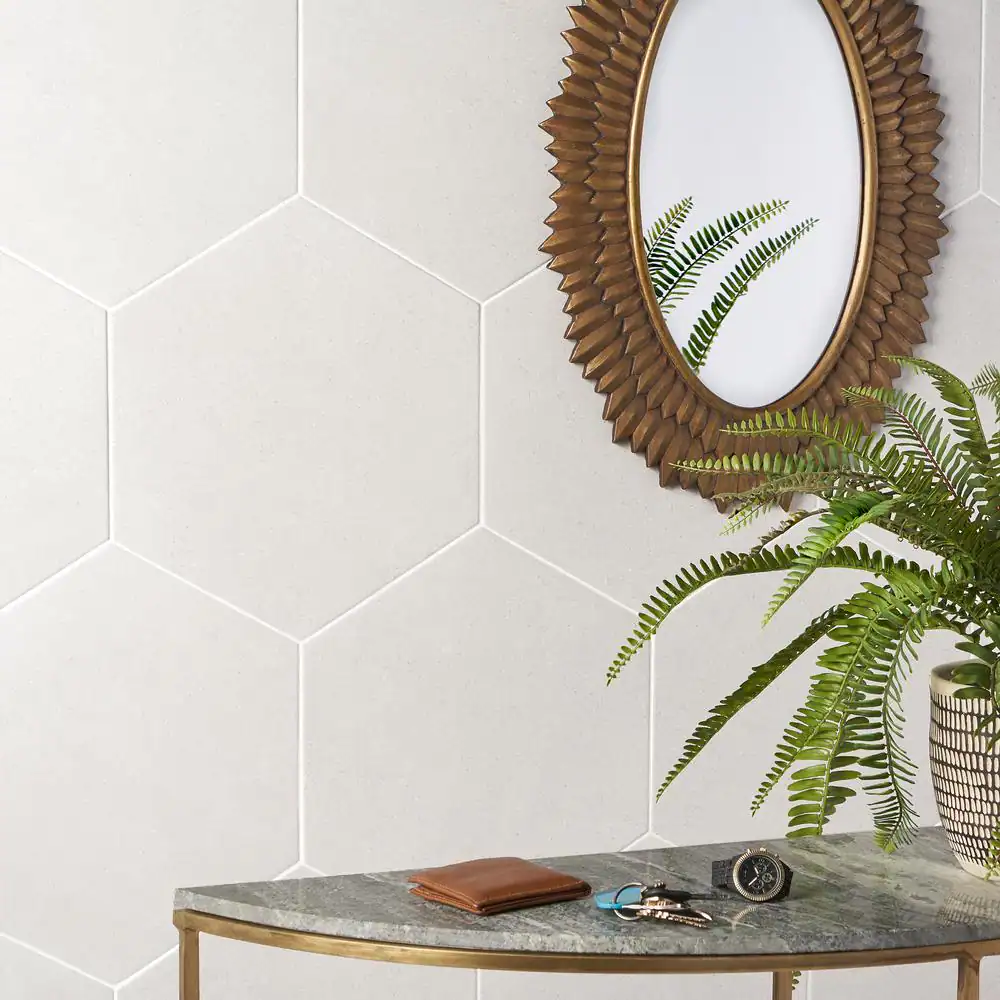 Ivy Hill Tile Klyda White 12.6 in. x 14.5 in. Matte Hexagon Porcelain Floor and Wall Tile (10.51 sq. ft. / Case)