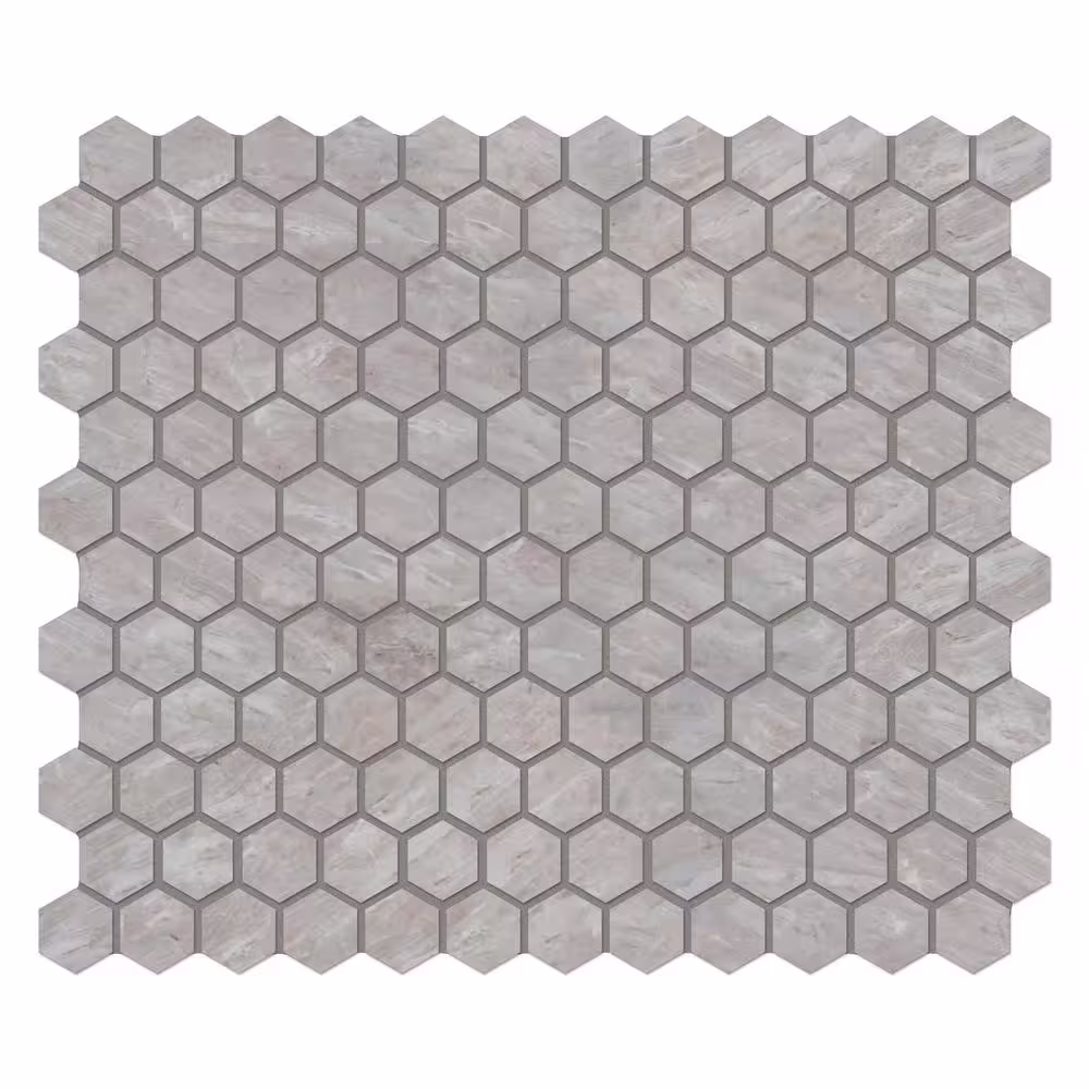 MSI Bergamo Gris Hexagon 12 in. x 12 in. x 10 mm Matte Ceramic Mesh-Mounted Mosaic Tile (8 sq. ft.)