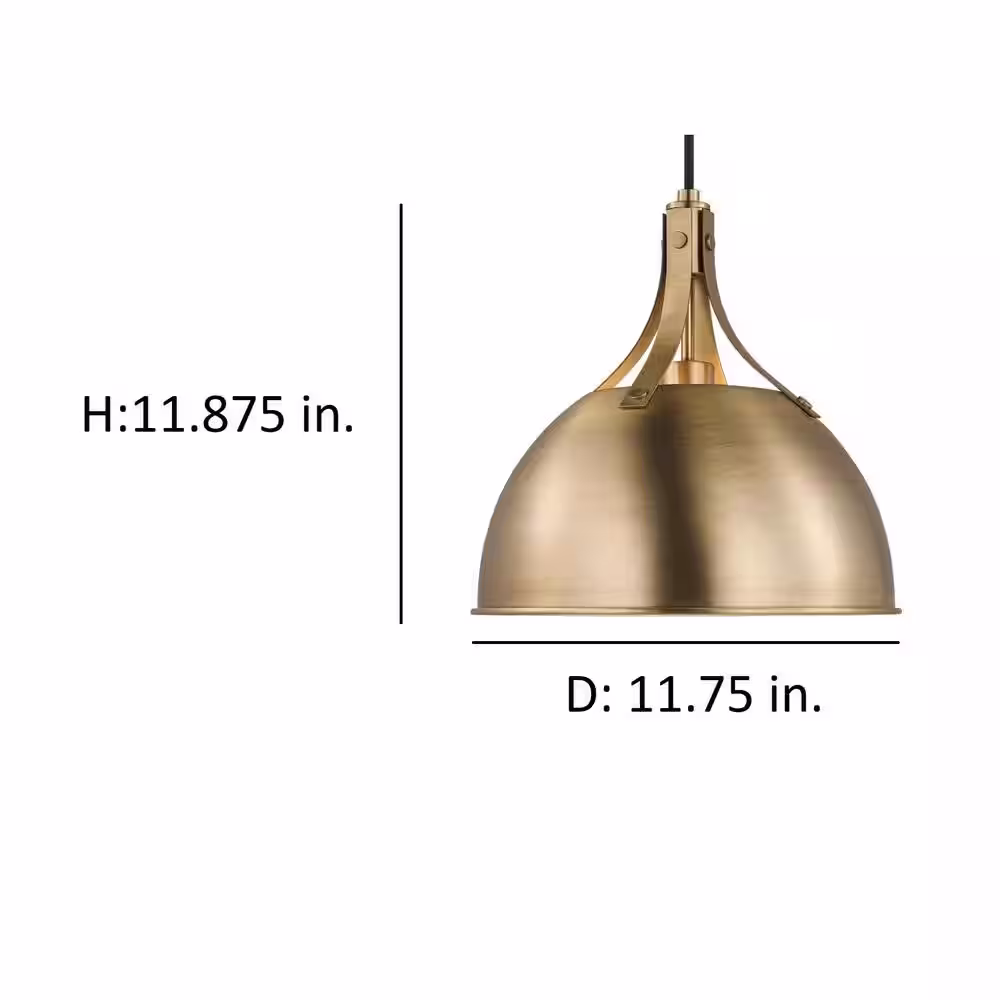 Generation Lighting Rockland 1-Light Satin Brass Hanging Pendant Light