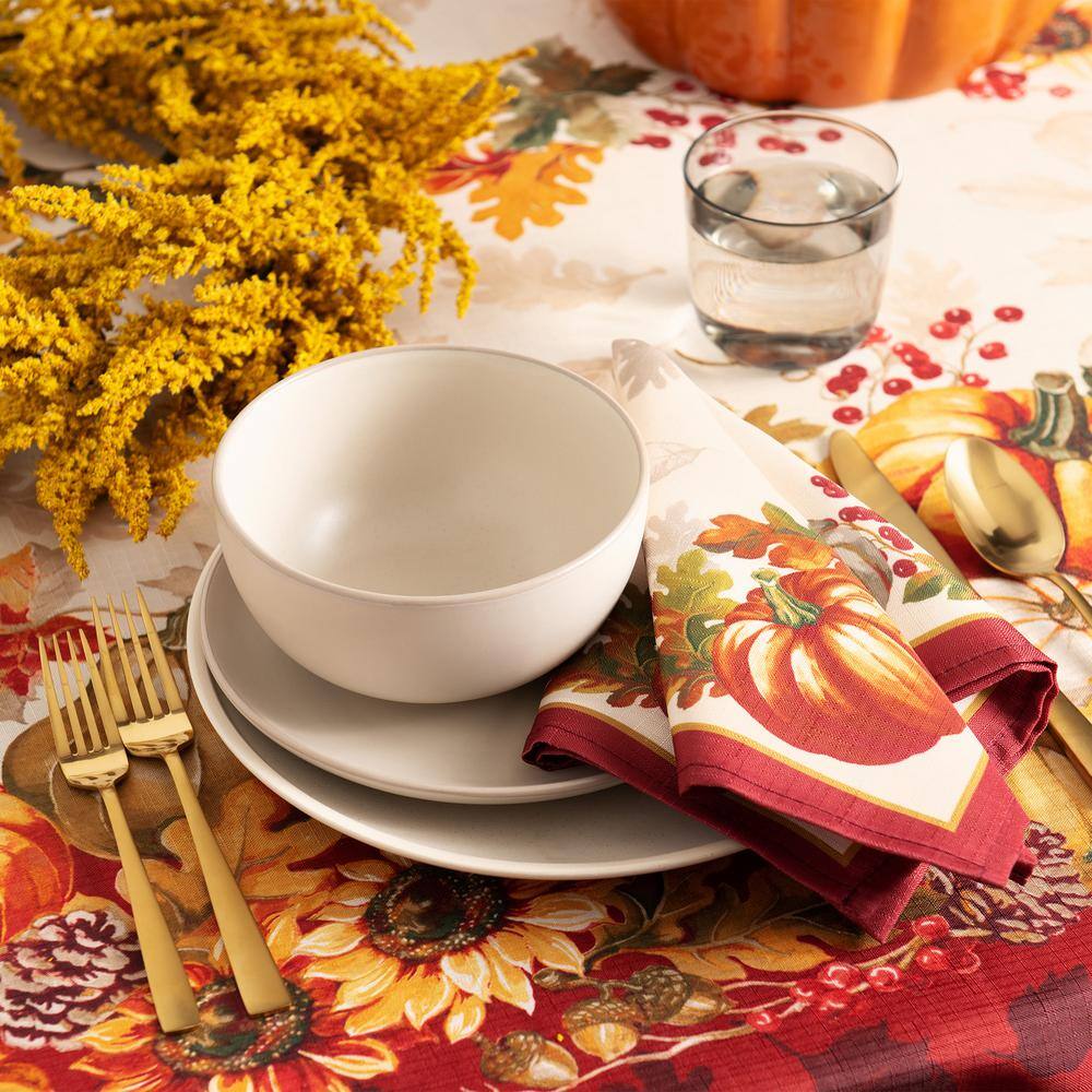 Elrene 17 in. W x 17 in. H Multi Color Swaying Leaves Bordered Fall Napkins (Set of 8)