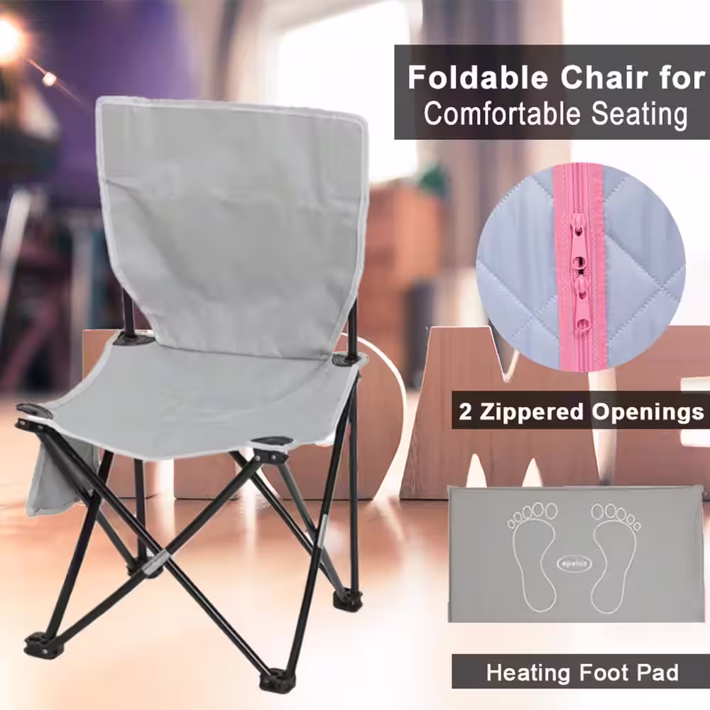 None 1-Person Gray Full Size Infrared Portable Sauna with Foldable Chair