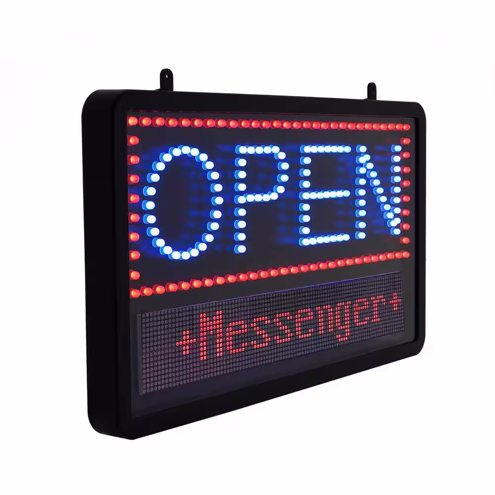 Alpine Industries 22 in. x 13 in. LED Programmable Message Board Open Sign (2-Pack)