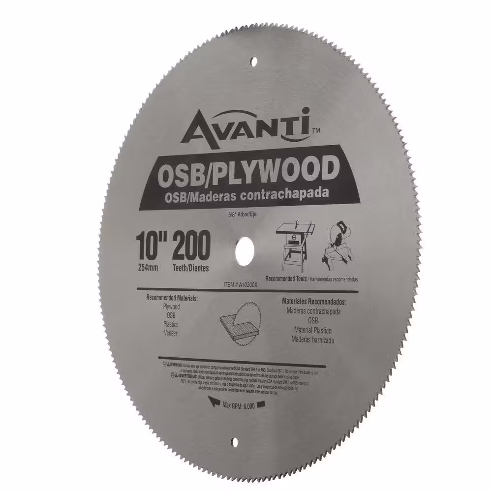 Avanti 10 in. x 200-Tooth OSB/Plywood Ripping Circular Saw Blade