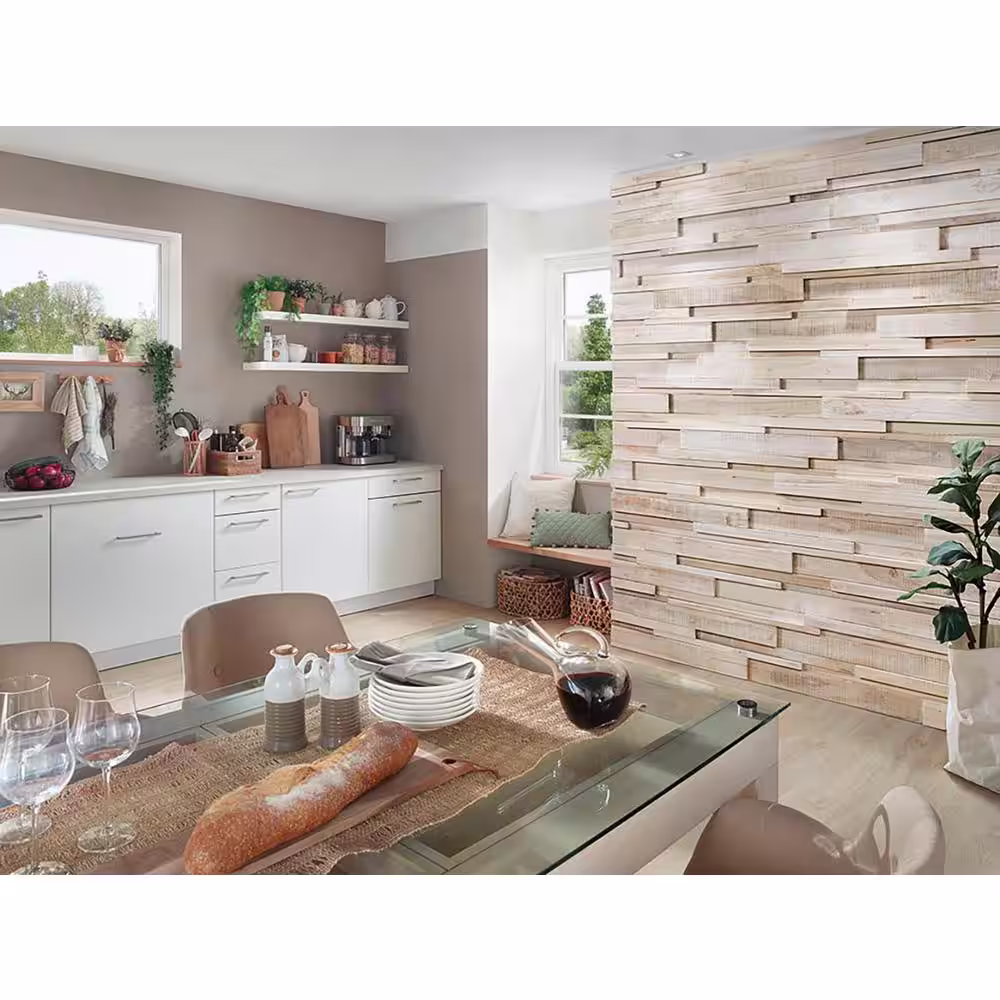 WALL!SUPPLY 0.98 in. x 3.94 in. x 2.56 ft. Ultrawood Teak Linari White (18-Pack)