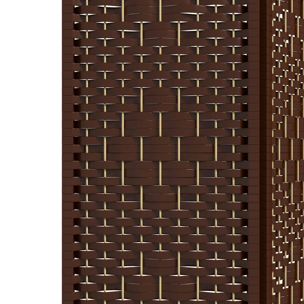 HOMCOM 3-Panel Room Divider, Folding Privacy Screen, 5.6 in. Room Separator,  Fiber Freestanding Partition Wall Divider, Brown