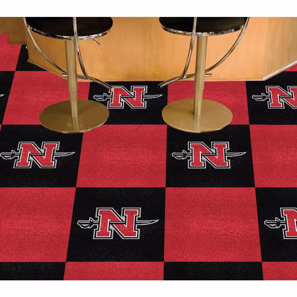 FANMATS Nicholls State Colonels Team Black Residential 18 in. x 18 in. Peel and Stick Carpet Tile (20 Tiles/Case) (45 sq. ft.)