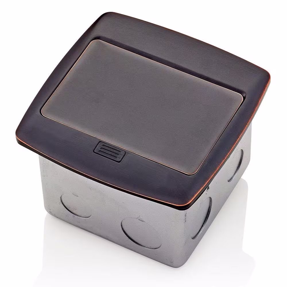 Leviton Pop-Up Floor Box with Dual Type A, 3.6 Amp USB Charger, 20 Amp Outlet, Bronze
