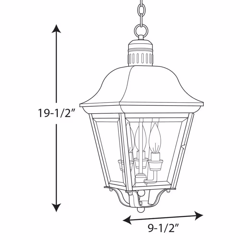 Progress Lighting Andover Collection 3-Light Antique Bronze Clear Beveled Glass Farmhouse Outdoor Hanging Lantern Light