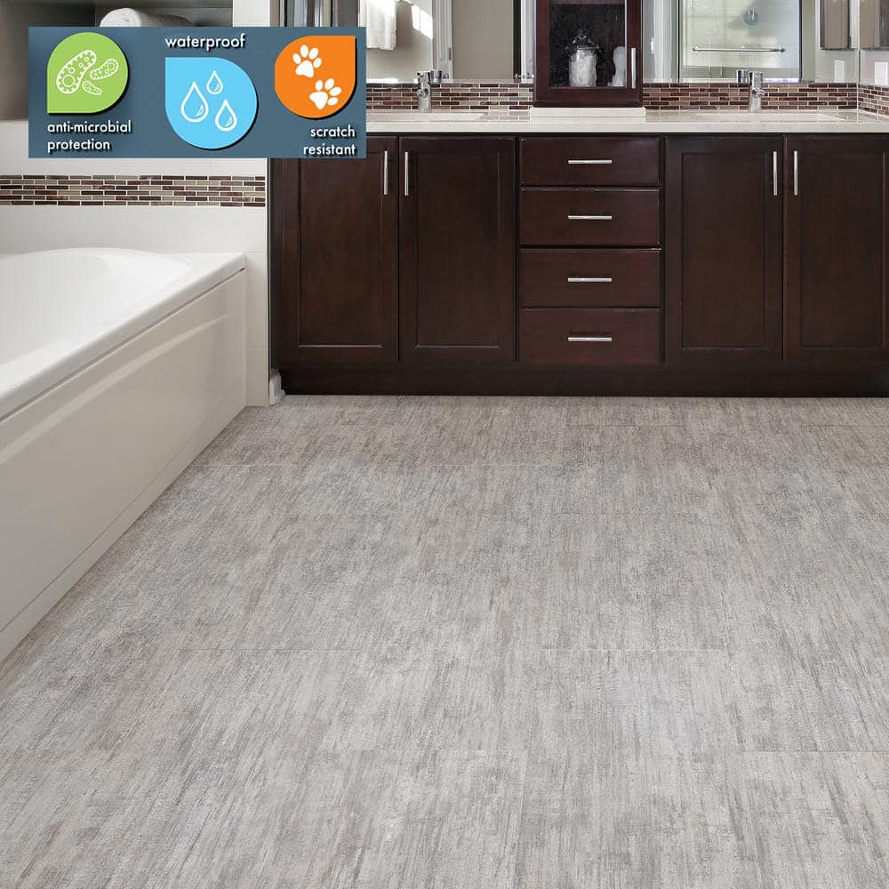 Lifeproof Brushed White 6 MIL x 16 in. W x 32 in. L Click Lock Waterproof Vinyl Tile Flooring (24.9 sqft/case)