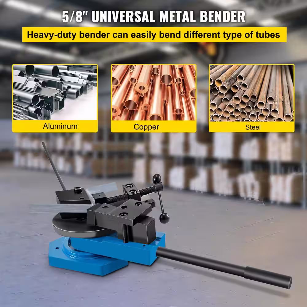 VEVOR 5/8 in. Scroll Pipe Bender Steel Manual Radius 0 to 90 Bending Degree Tube Bender Universal For Steel Brass Metal Market