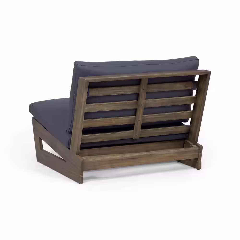 Noble House Sherwood Grey 4-Piece Wood Patio Conversation Set with Dark Grey Cushions