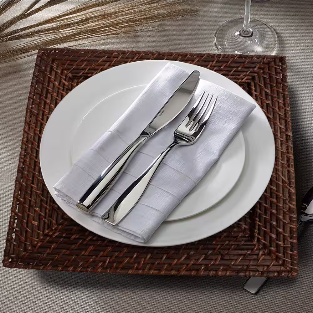 ChargeIt by Jay 13 in. Brown Square Rattan Charger (Set of 4)