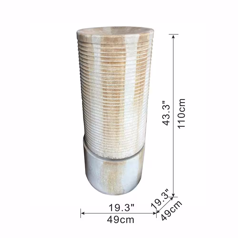 None 43 in. Modern Cylinder Fountain Cement Zen Water Feature for Patio and Backyard