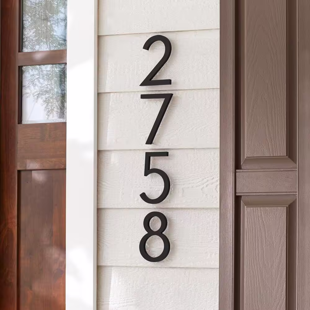 Everbilt 6 in. Matte Black Aluminum Floating or Flat Modern House Number 7