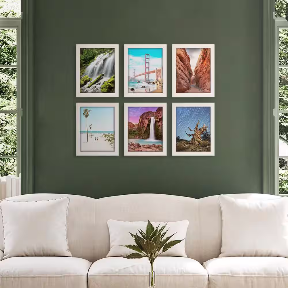 None Textured 8 in. x 10 in. White Picture Frame (Set of 6)