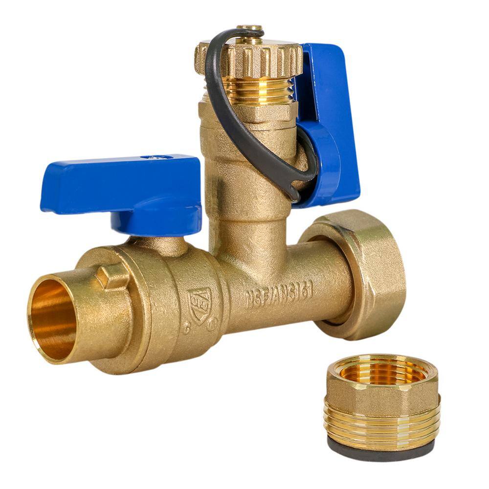 The Plumber's Choice 1 in. SWT Tankless Water Heater Kit- Set of 2 Heavy Duty Hot and Cold Isolation Valves with Cleanouts, Forged Brass