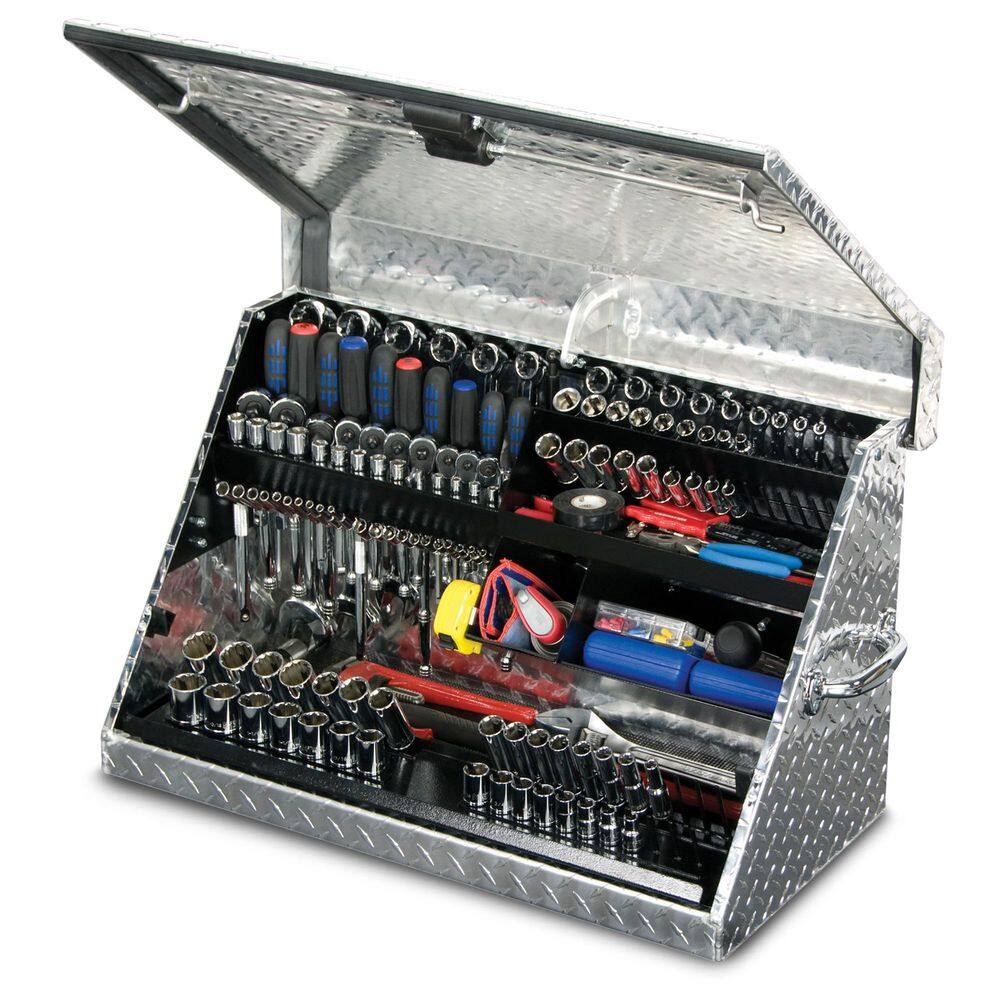Montezuma 31 in. W x 16 in. D Portable Triangle Top Tool Chest for Sockets, Wrenches and Screwdrivers in Aluminum