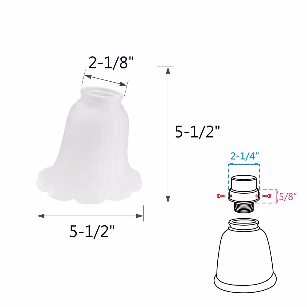 None 5-1/2 in. Frosted Floral Ceiling Fan Replacement Glass Shade (4-Pack)