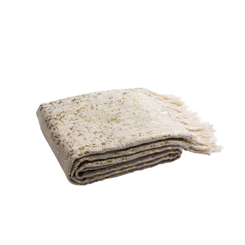 SAFAVIEH Peppin 50 in. x 70 in. Natural/Gold Metallic Throw Blanket