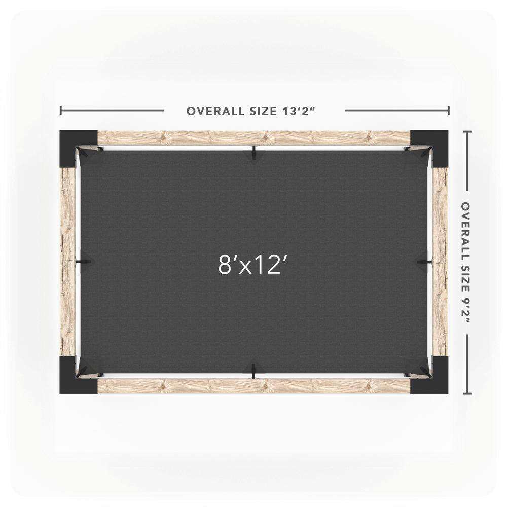 TOJA GRID 8 ft. L x 12 ft. W Pergola Kit with Crimson Shade Sail, 6x6 Wood