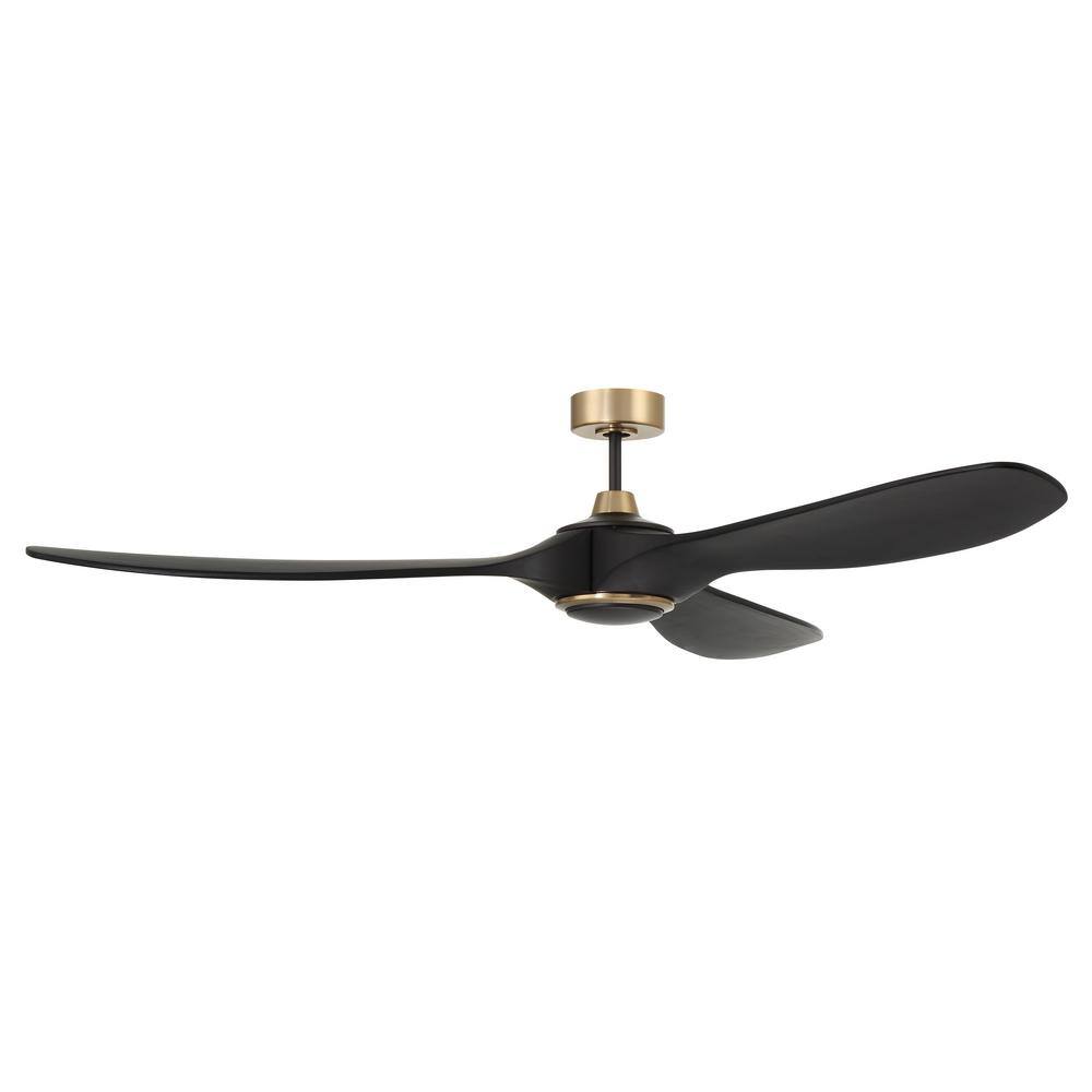 CRAFTMADE Envy 84 in. Indoor/Outdoor Flat Black and Satin Brass Ceiling Fan with Smart Wi-Fi Enabled Remote & Integrated LED Light