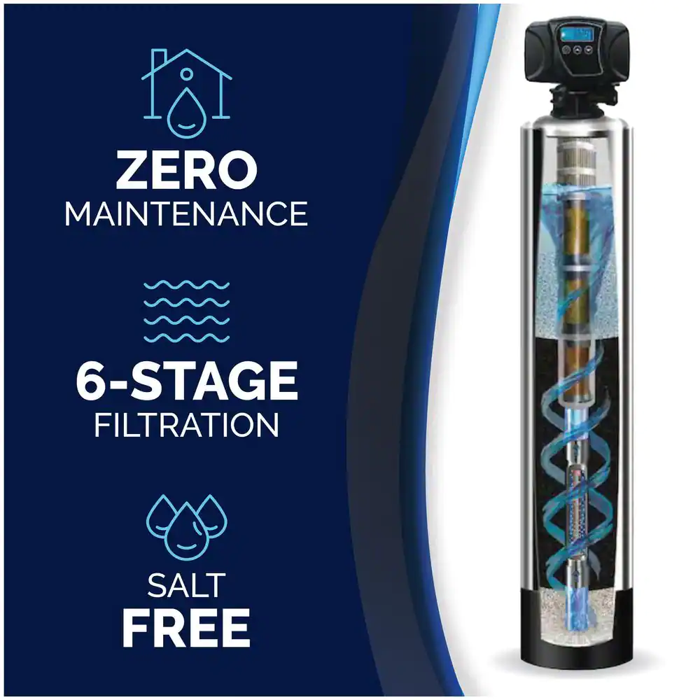 KING WATER FILTRATION Platinum Series 20 GPM 6-Stage Municipal Water Filtration and Salt-Free Conditioning System (Treats up to 4 Bathrooms)