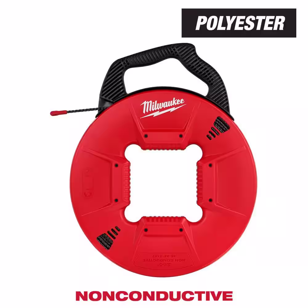 Milwaukee 200 ft. Polyester Fish Tape with Non-Conductive Tip with 1/8 in. x 240 ft. Steel Fish Tape