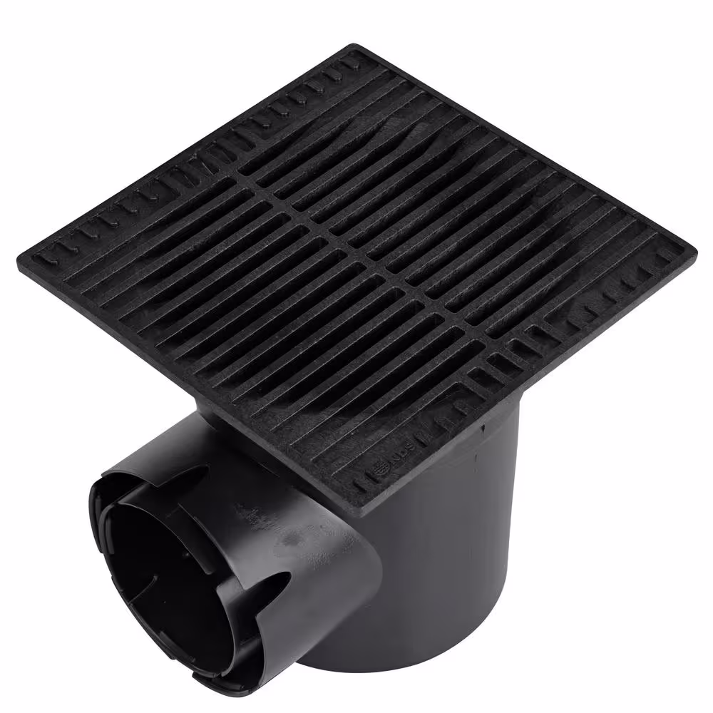 NDS 9 in. Plastic Square Drainage Grate in Black