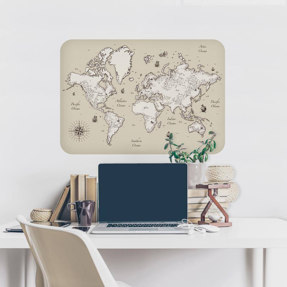 Brewster Sailing Ships Map Beige Wall Decal