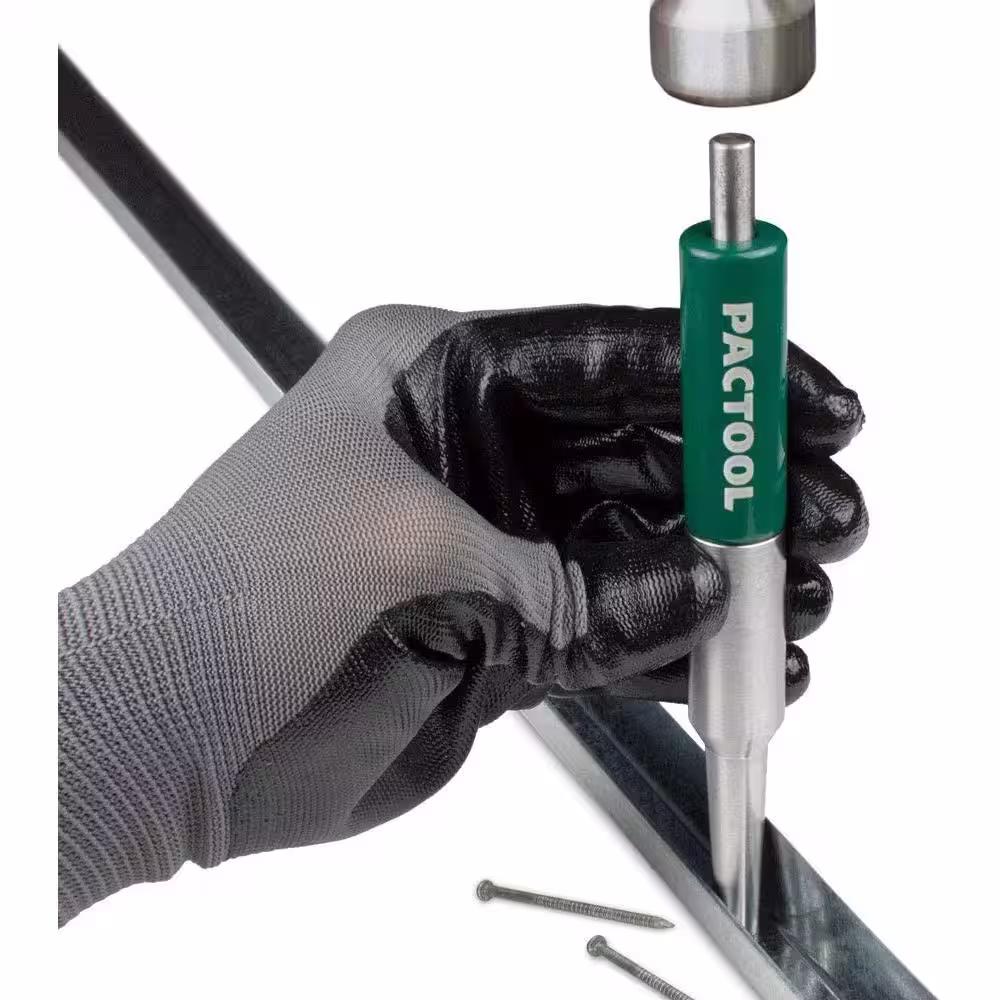PacTool 0.75 in. x 6.68 in. Steel Nail Punch Perfect for Use with Soffit Fascia and Other Trim