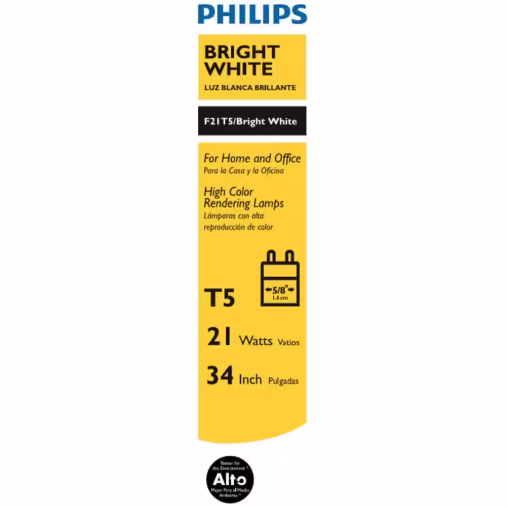 Philips 21-Watt 34 in. Linear T5 Fluorescent Tube Light Bulb Bright White (3000K) (1-Pack)