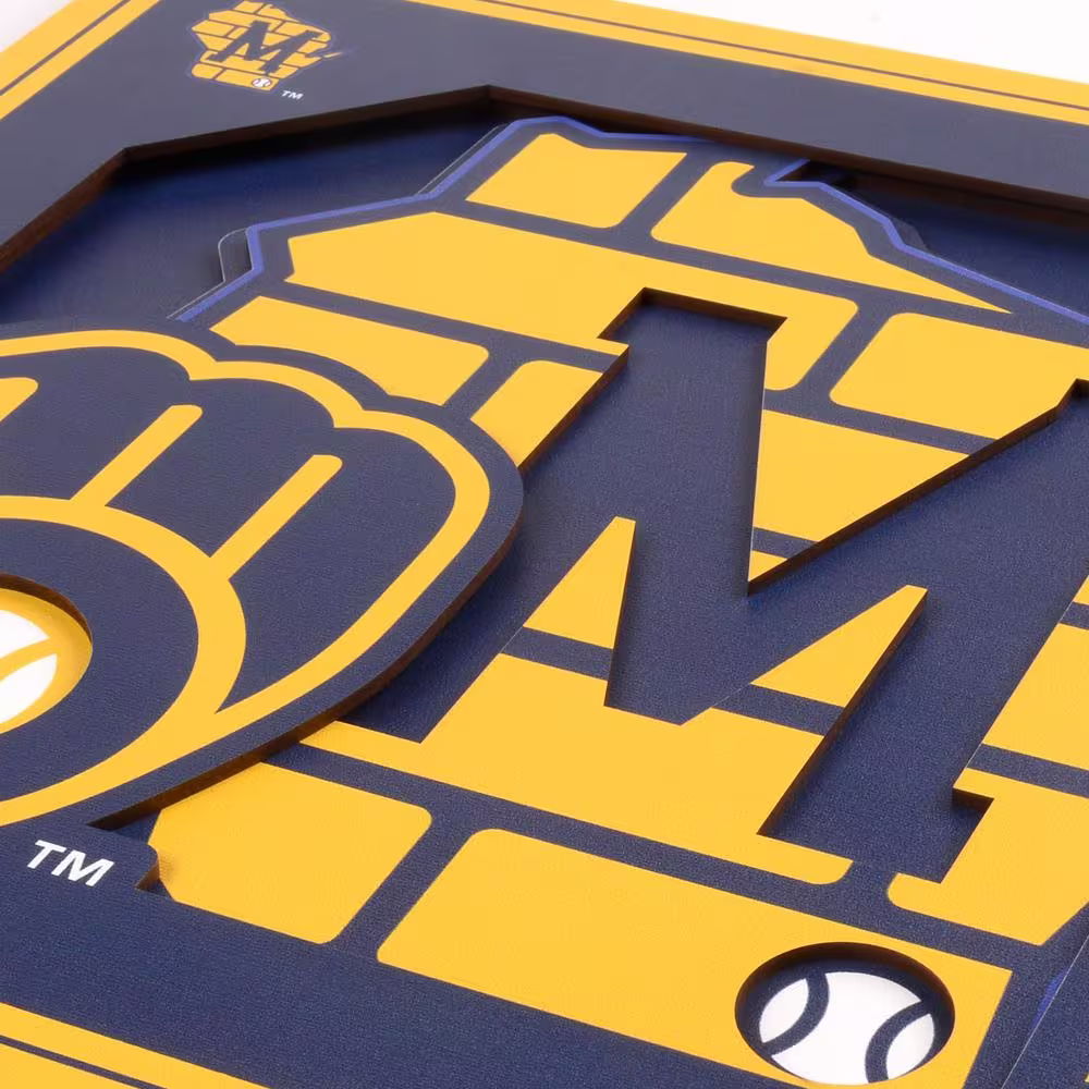 YouTheFan MLB Milwaukee Brewers 3D Logo Series Wall Art - 12x12
