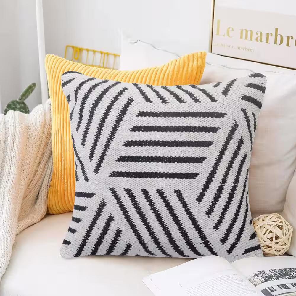 LR Home Homely Abstract Striped Soft Poly-fill 20 in. x 20 in. Throw Pillow
