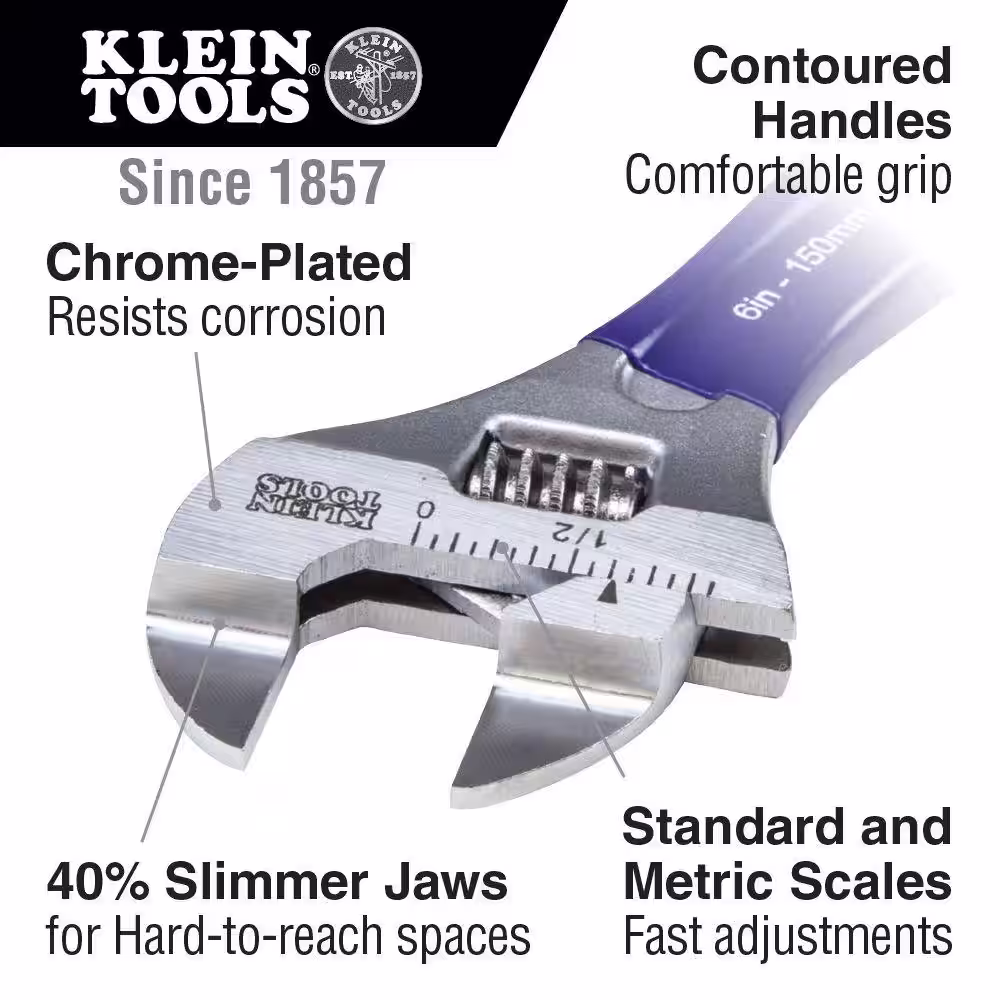 None Slim-Jaw Adjustable Wrench, 4 in.