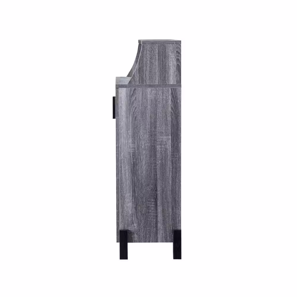 Furniture of America Liguari 44 in. H x 33 in. W Gray Particle Board Shoe Storage Cabinet