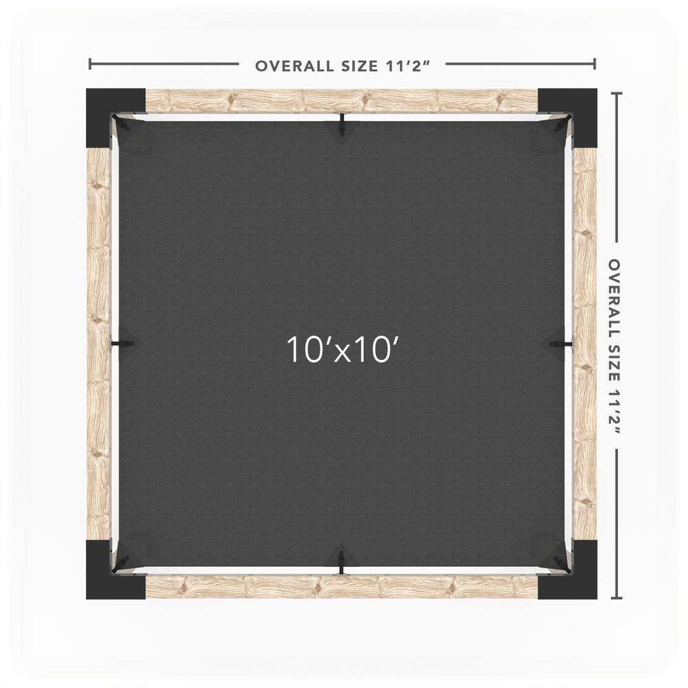 TOJA GRID 10 ft. L x 10 ft. W Pergola Kit with Denim Shade Sail, 6x6 Wood
