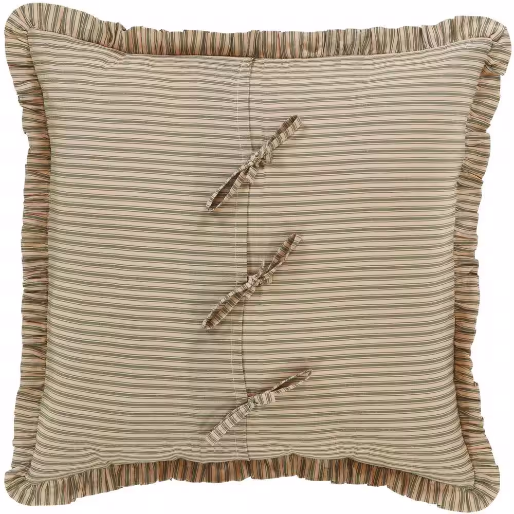 VHC BRANDS Prairie Winds Green Farmhouse Ticking Stripe Cotton Euro Sham