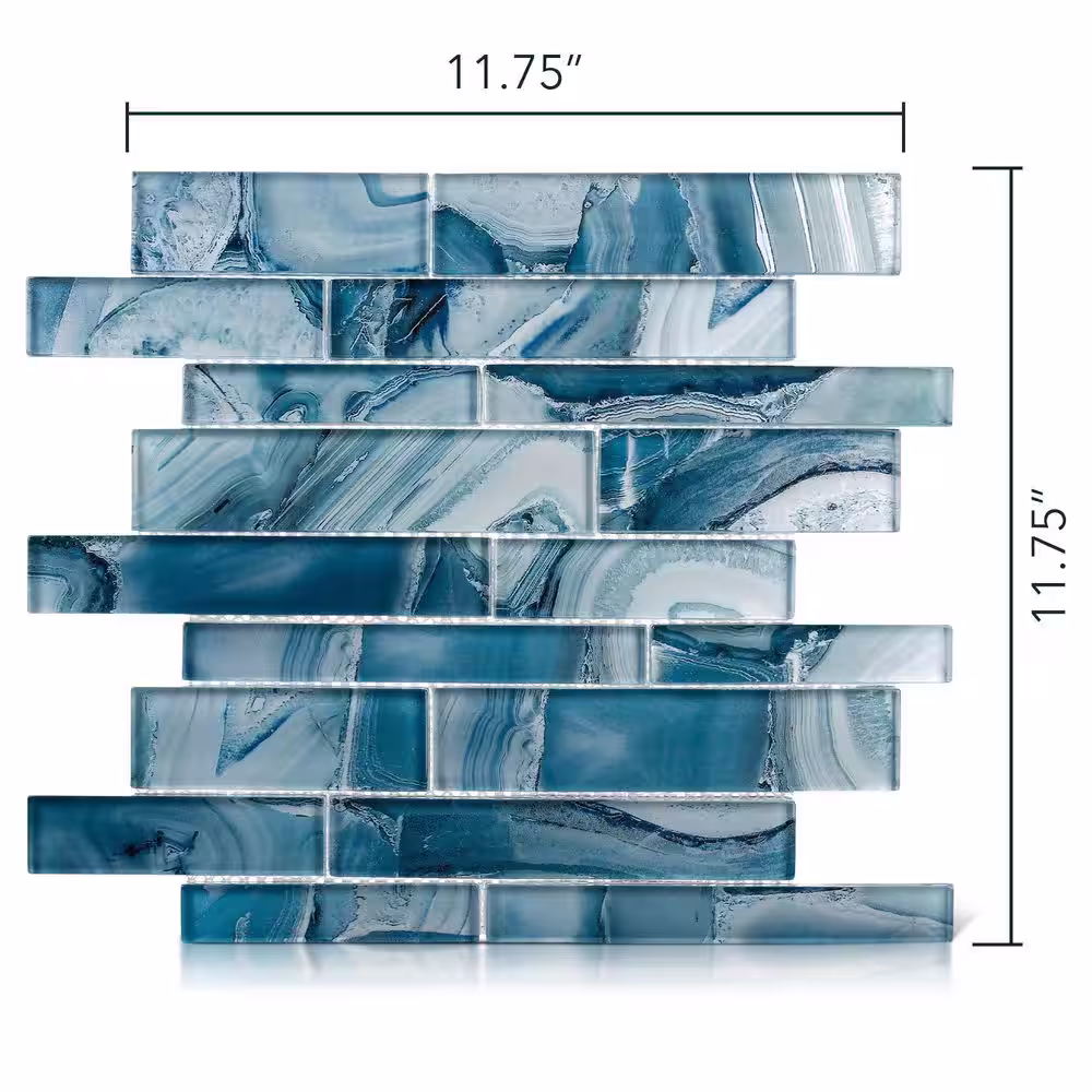 ANDOVA Myst Lake Blue/Light Blue 11-3/4 in. x 11-3/4 in. Glossy Smooth Glass Mosaic Tile (4.8 sq. ft./Case)