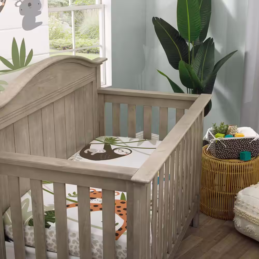 NoJo Jungle Gym Green, Brown and Grey 100% Cotton Photo Op Nursery Fitted Crib Sheet