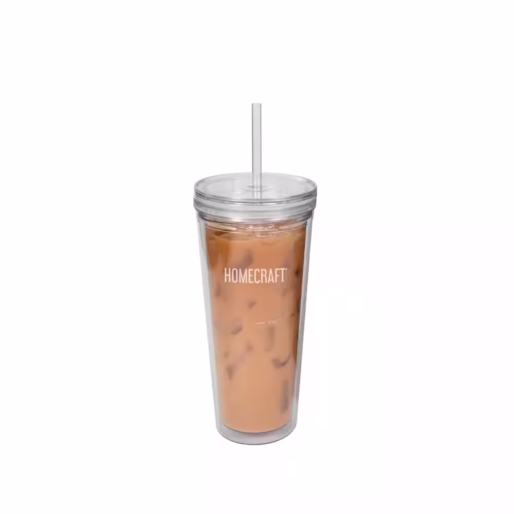 HomeCraft 3 Cup Black Iced Coffee Maker with Insulated Tumbler and Straw