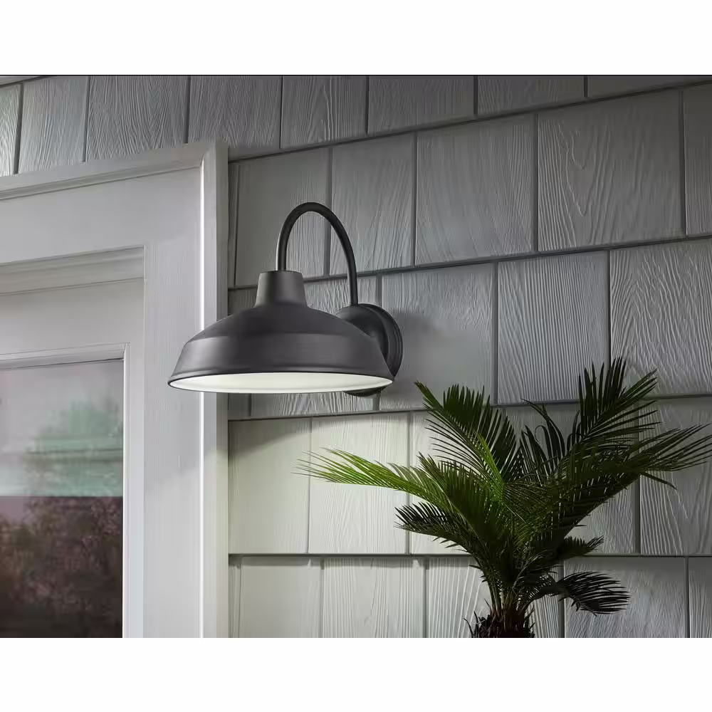 Hampton Bay Bronze LED Barn Light Outdoor Wall Lantern Sconce