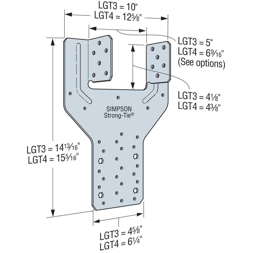 Simpson Strong-Tie LGT 3-Ply Girder Tiedown with Strong-Drive SDS Screws